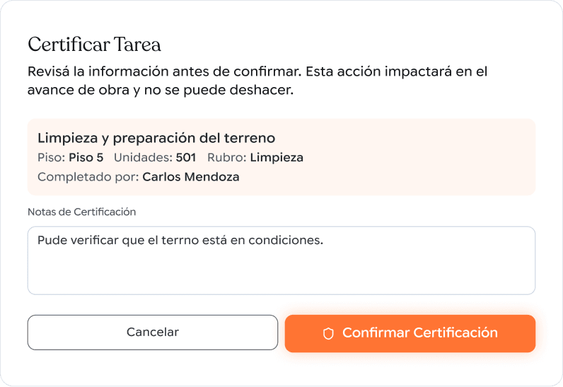 Certificación de tareas en BuildOn