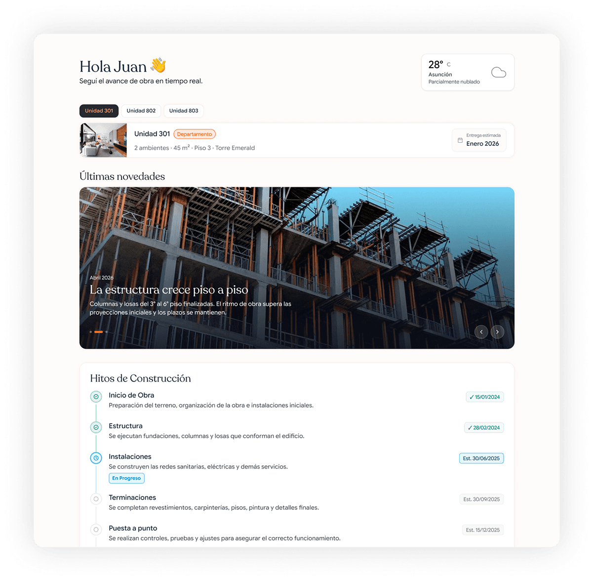 Captura de pantalla: Portal para clientes